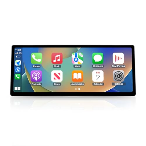 Road Top 12.3 Inch Ultra-Narrow Wireless CarPlay Touchscreen for BMW 5 Series G30 with EVO System（2017-2020 Year, Car Radio Stereo for Wireless Android Auto, Mirrorlink, Navigation
