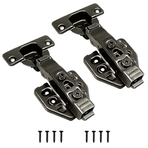 Volo European Style Mild Steel Hydraulic 3D Clip-on Soft Close Concealed Cabinet Hinges, Black Colour (8 Crank, 4)