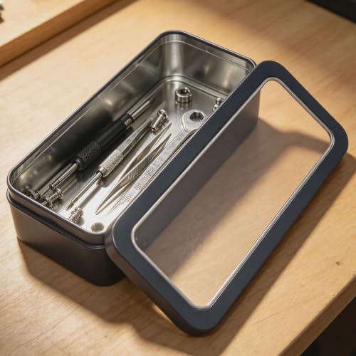Image of 7 Pieces Rectangular Metal Empty Tins Containers, Black + Clear Window