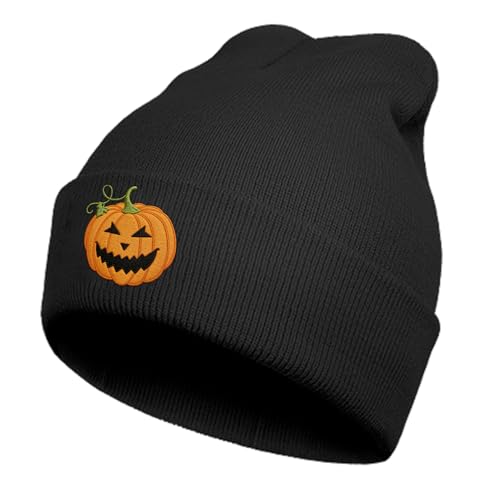 Halloween Cute Pumpkin Beanie for Men and Women Winter Black Knit Hat