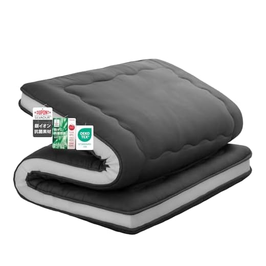 Syalife Japanese Futon Mattress Floor Mattress Queen Size, 4" Thicken Foldable & Portable Floor Bed Sleeping Pad, Traditional Shikibuton 32D Foam Filled, Design in Japan (Black, 54 * 80)