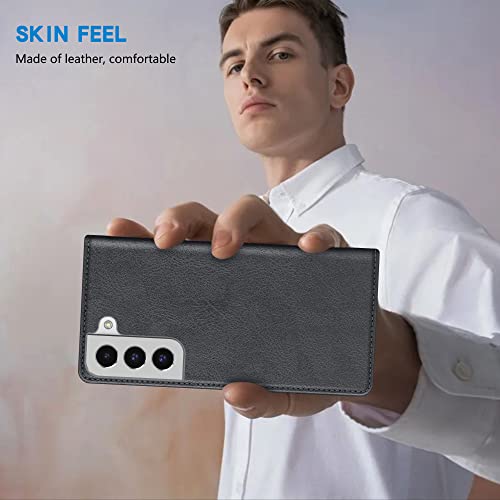 Image of ZZXX for Samsung Galaxy S22 Wallet Case with [RFID Blocking] Card Slot Stand Strong Magnetic Leather Flip Fold Protective Phone Case for Samsung Galaxy S22 Case Wallet(Grey-6.1 inch)