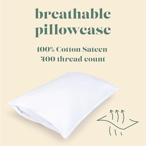 Image of ComfyDown Pillowcase for King Size Pillow - 2 Pack - Breathable, 100% Cotton, 400-Thread Count, Zipper Closure - Made in USA (King)