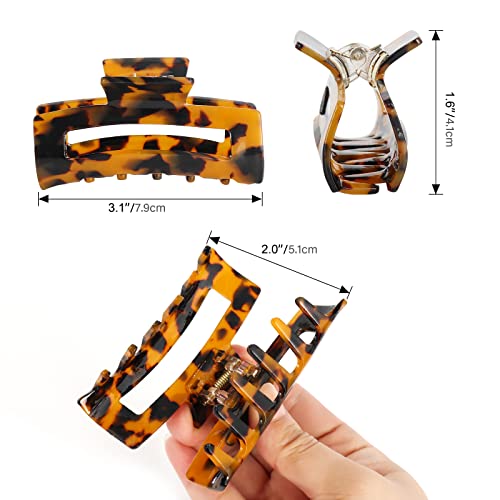 8-Pack Medium Acrylic Butterfly Hair Clips - Leopard Print, Non-Slip Strong Hold for Women and Girls