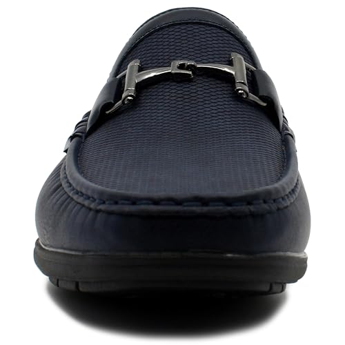 AKADEMIKS Men's Textured Slip On Driving Loafers Memory Foam Casual Dress Shoes4