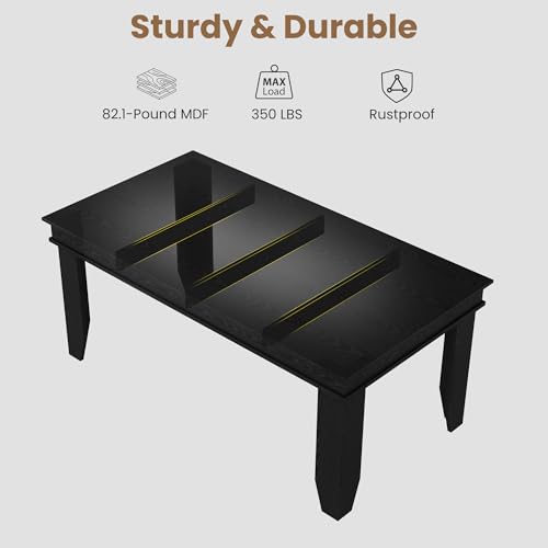 Image of GarveeHome Farmhouse Dining Table for 6-8 People, 71 in Long Kitchen Tables with Wooden Sturdy Frame, 6 ft Large Rectangular Dinner Table for Dining Room, Kitchen, Black, 63 inch Non-extendable