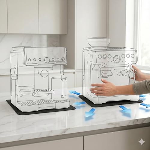 Customizable Kitchen Appliance Slider Mat: 16X13 Trimmable Sliding Tray for Coffee Maker Stand Mixer Air Fryer & Toaster – Rotating Countertop Aid Mover Fits Breville Barista Express Ninja Luxe Cafe