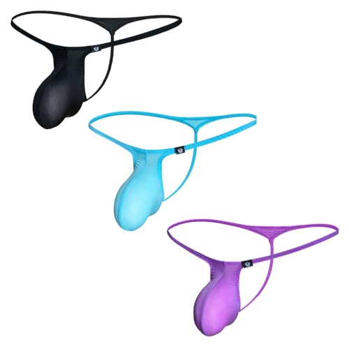 Men's Breathable Ice Silk Big Pouch T-Back Thong Sexy Low Rise Underwear