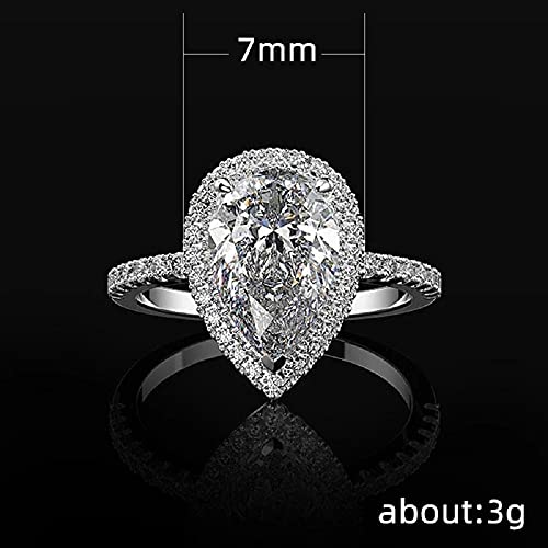 GUIDECUN 4 Ct Pear Shaped Cubic Zirconia Solitaire Engagement Ring 18K White Gold Plating Excellent Teardrop Ring for Women (US Size 9)2