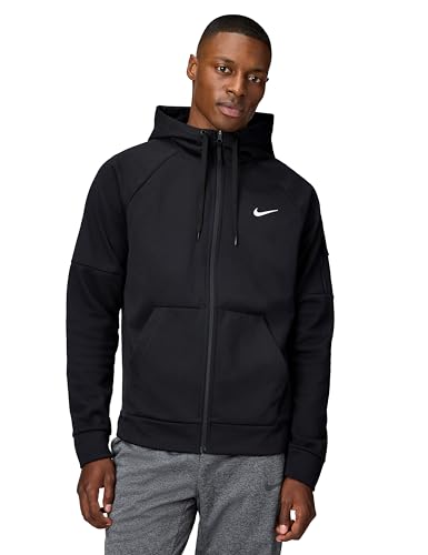 Nike Men's Therma-Fit Full-Zip Fitness Top, Black/Black/White, Medium