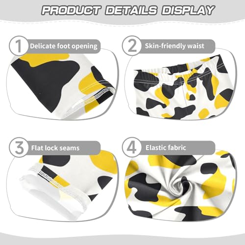 Cow Skin Print Yellow Black Girls Casual Leggings for Kids Printed Long Pant Bottoms Stretch and Soft3