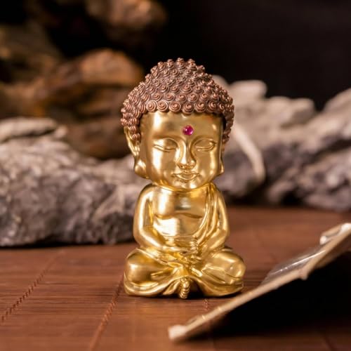 Statuette bouddhiste cuivre ornement Bouddha compact solide de bureau - 6