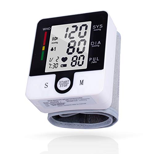 Blood Pressure Monitor Wrist, Automatic Digital Accurate BP Machine with 180 Reading Memory LCD Display Adjustable Cuff Carrying Case