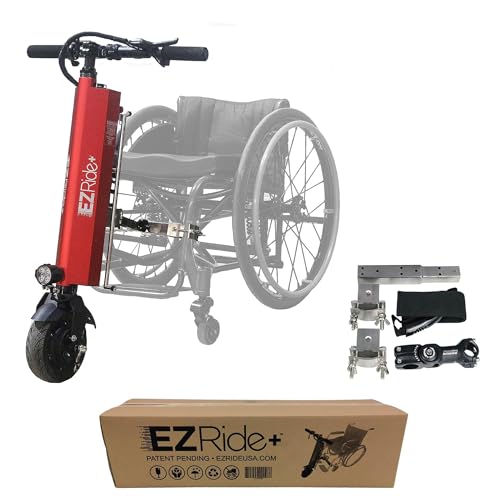 EZ Ride+ Wheelchair Power Assist Attachment – Electric Handcycle Motor Kit Turns Wheelchair Into Scooter – Lightweight Easy to Use Mobility Accessory + Bag & Charger – EZR-2