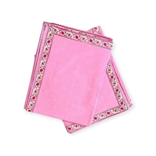 Image of Cotton Plain Topsheet with Border Summer /Ac Stylish Beautiful Single Bed Top Sheet /Odhne wali Chaddar (60x90 Inch Size) Pack of 2 (Pink)