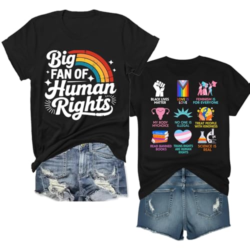 Big Fan of Human Rights T Shirt Human Rights Shirt for Women Men Tee, Black, Medium