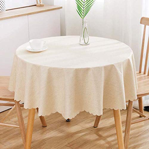 テーブルクロス 円形 撥水加工 北欧風 田園風 テーブルマット デスクマット アイボリー 120p 綿麻 リネン 汚れ防止 耐熱 耐久性 お手入れ簡単 マルチクロス 布 食卓カバー 家庭用 店舗用 厚手