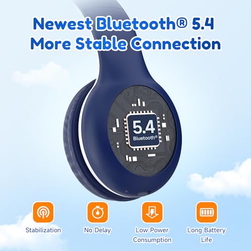 EarFun K2 Kids Bluetooth Headphones, Kids Headphones with Volume Limited, 40H Playtime, Built-in Mic, Stereo Sound, Foldable Over-Ear Headphone for School/Travel/iPad/Tablet, Blue - Image 6