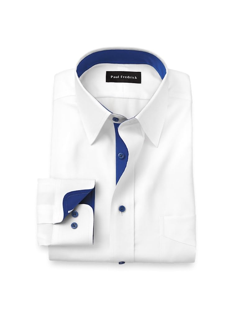 Paul Fredrick Mens Tailored Fit Comfort Stretch Non-Iron Solid Dress Shirt