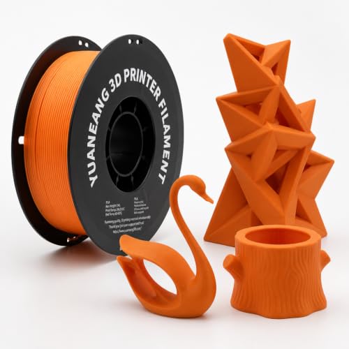 YUANEANG PLA 3D Printer Filament, Dimensional Accuracy +/- 0.02 mm, 1 kg Spool (2.2 lbs), 1.75 mm, Orange