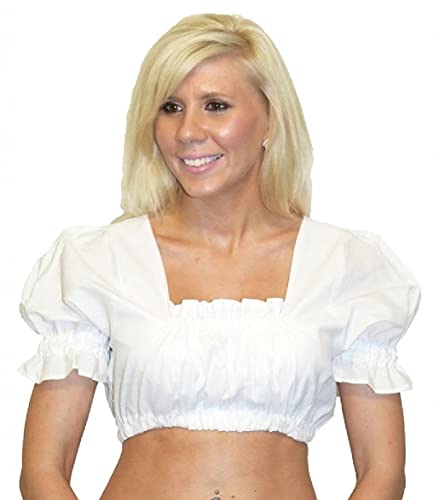 Dirndl Trachten Haus White Cotton Womens German Dirndl Crop Top Blouse