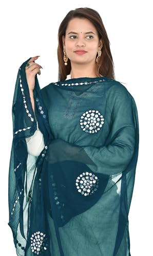 Image of YOUTHQUAKE Plastic Mirror Work Embroidered Chiffon Dupatta for Women & Girls