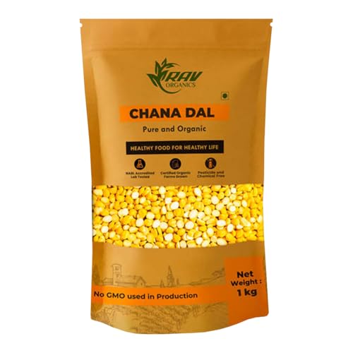 Image of Rav Organics Unpolished Organic Chana Dal | Split Bengal Gram, Chholar Dal | Premium Pulses & Legumes | Non-GMO, 100% Natural | NPOP Certified Organic Farm-Grown | Stone Ground | Chemical & Preservative Free (1 kg, Pouch)