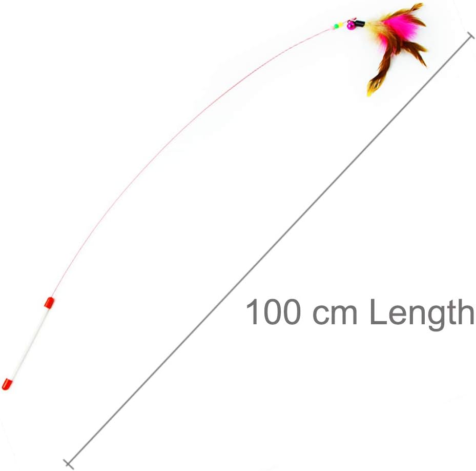 SLSON Feather Teaser Cat Toy, Interactive Cat Catcher and Exerciser Wand for Cats and Kitten Playing, with Feather, Bell and Flexible Wire 5 41wjm1CMymL. AC SL1000
