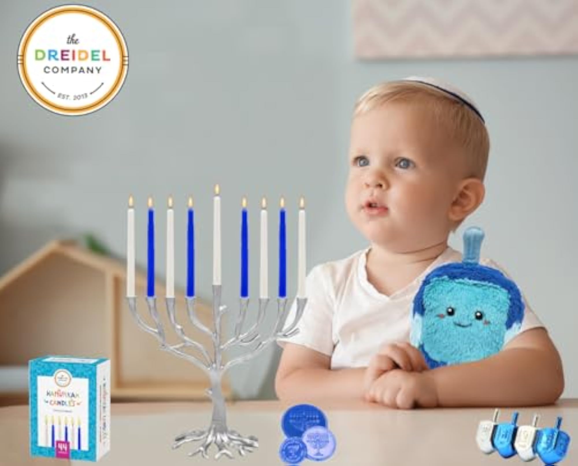 Menorah Candles Chanukah Candles 44 White and Blue