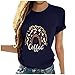 yuwo T-shirt d'été décontracté à manches courtes et col rond pour femme, bleu, XXL