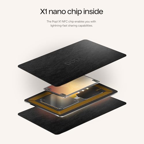 Image of Authentic Patented Popl Card (Avoid Fake Knockoffs) - Smart NFC Networking Card - Simply Tap to Exchange Contact Info, Capture Leads, & Manage Contacts (Leather Black)
