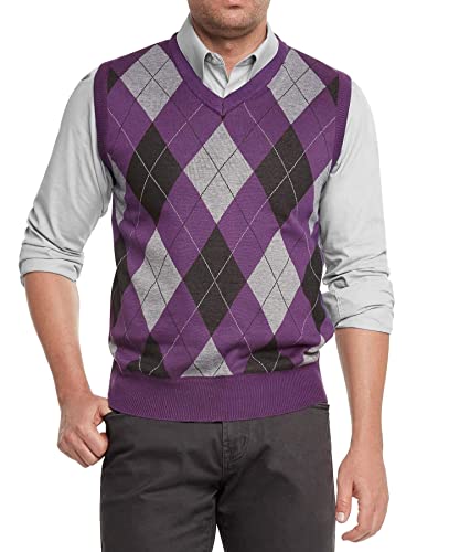 True Rock Men's Argyle V-Neck Sweater Vest #TOP1