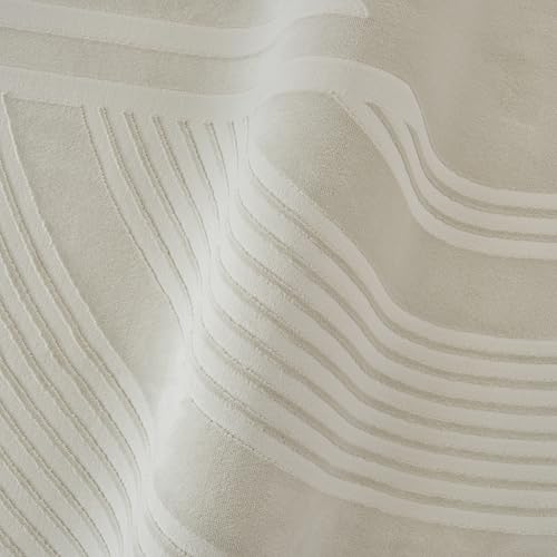 Tapete beige redondo de 160x160 cm reciclado miniatura 6