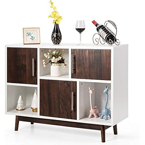 COSTWAY Sideboard aus Kiefernholz, Buffetschrank modern Cover