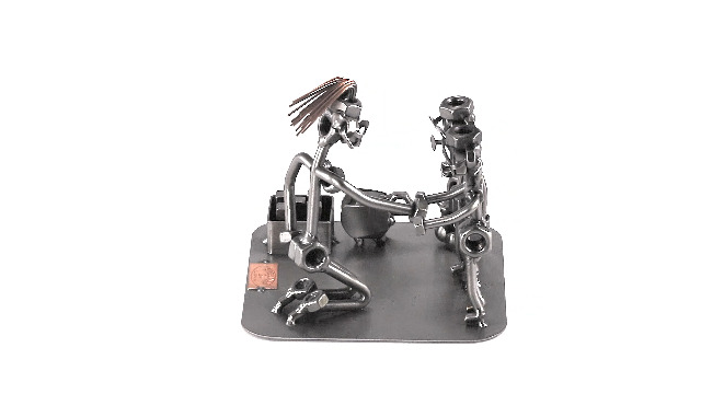 Steelman24 I Omini di Viti Coppia in Motocicletta da Corsa I Idee Regalo Originale I Soprammobili in Metallo I Modellino