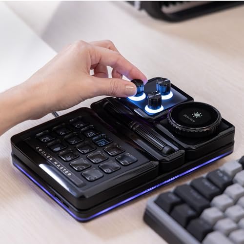 cooler master masterhub 3xknob module freeform 20 modular platform - precision control with customizable knobs and rgb leds for effortless fine-tuning of creative apps and lighting