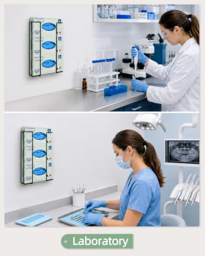 Image of Gloves Holder Wall Mount, 3-Box Capacity Metal Glove Dispenser Rack, Black