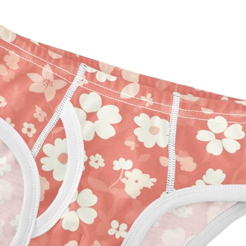 KLL Floral Pattern Cute Simple Flowers Vermilion Toddler Boys Comfort Briefs Underwear Breathable Children Undies4