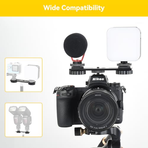 image for UTEBIT 5 inch Flash Bracket, Long Dual Camera Mount Flash Bracket Exte