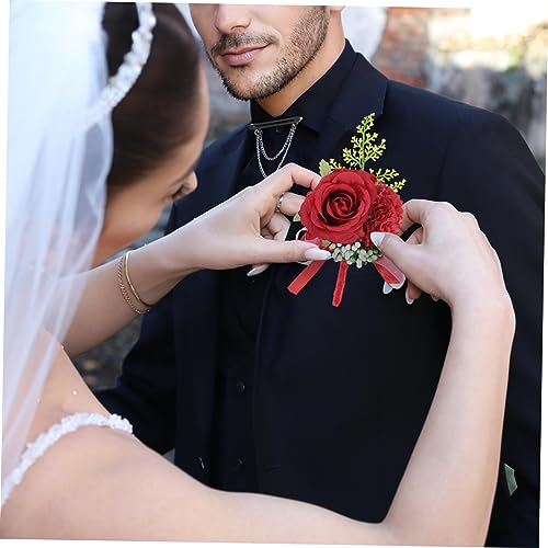 Brooche fleur de simulation accessoire mariage chic pour costume de marié - 3