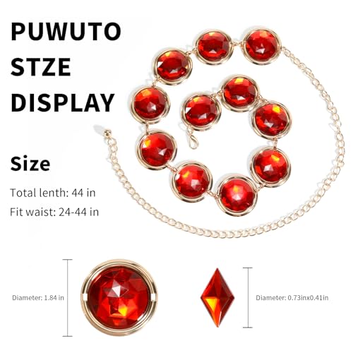 Red Gem Waist Belt - PUWUTO Anime Cosplay Stone Chain Western Belt, Adjustable Halloween Rhinestone Belt Costume for Women Halloween Cosplay Props Accessories2