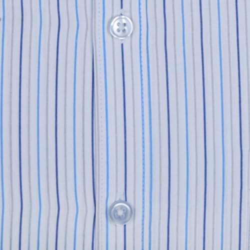 Image of ACCOX Premium Breathable Cotton Half Sleeves Striped Checkered Double Blue Formal Regular Fit Shirt for Men (S GCR03)