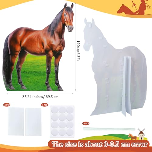 Image of Marsui 6.3 ft Horse Cardboard Cutout Horse Racing Party Decorations Derby Day Decor Stand up Life Size Western Party Photo Booth Props for Derby Day Rodeo Farm Theme Events Supplies Decor