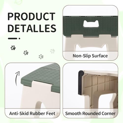 Image of Camping Stool, Portable Folding Stool with Carry Bag, 12in Portable Folding Chair 1.6Lbs Collapsible Camp Stool Outdoor Footstool for Travel Walking Hiking Fishing Picnic Barbecue (Olive)