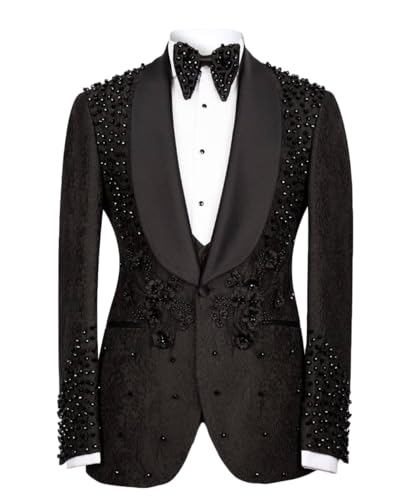 Tailored Men's Tuxedo Groom Wear Wedding Luxury Applique Beads Slim One Button Blazer Dress Jacket for Prom Dinner