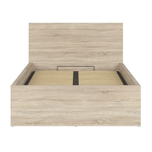 Tetrixx - Cama doble plegable con espacio de almacenamiento, 90 x 200, 120 x 200, 120 x 200, cojín de pared opcional de 120 x 200, roble Sonoma, color negro Cover