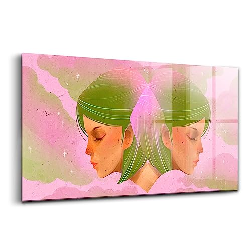 Verre coloré abstrait portrait de femme Wallfluent, réveillez vos émotions