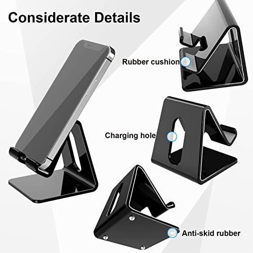 Image of Crpich Acrylic Phone Stand, Ergonomic Design for Apple iPhone and Samsung Galaxy, Compatible with 4-8 Inch Screens, Black