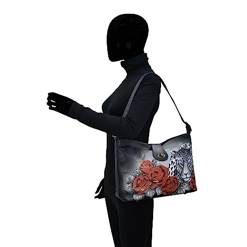 Image of Anna by Anuschka Women's Hand-Painted Genuine Leather Studded Side Hobo