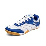Hixingo Badmintonschuhe, Tennisschuhe Herren Damen Masche Squashschuhe Gepolsterte Sohle Sneakers, Turnschuhe für Tennis, Badminton, Volleyball (Weiß Blau,42)
